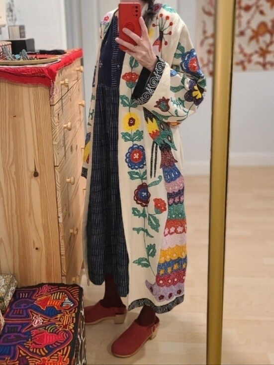 Vintage Jackets & Blazers - Vintage 1970s Suzani Embroidered Duster XS-M
